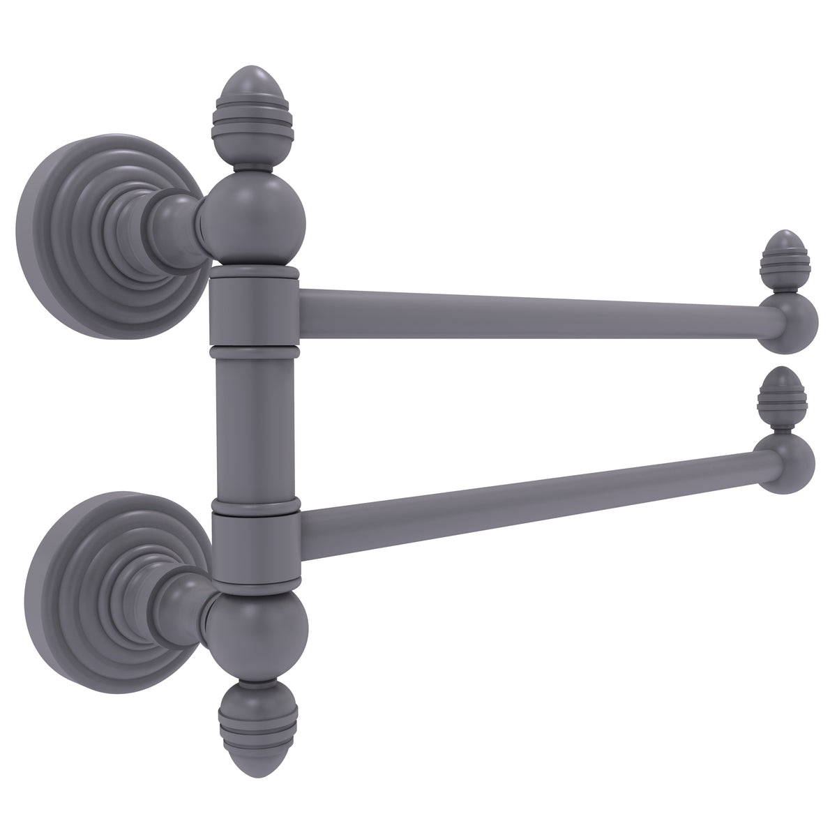 Allied Brass WP-GTB-2-GYM Waverly Place 2-Swing Arm Matte Gray Towel Rail