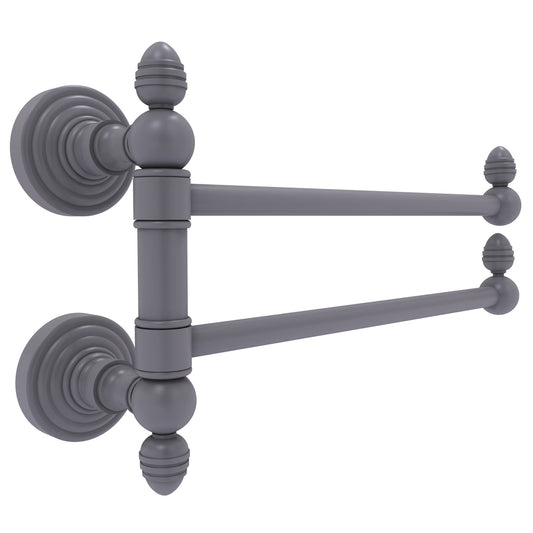 Allied Brass WP-GTB-2-GYM Waverly Place 2-Swing Arm Matte Gray Towel Rail