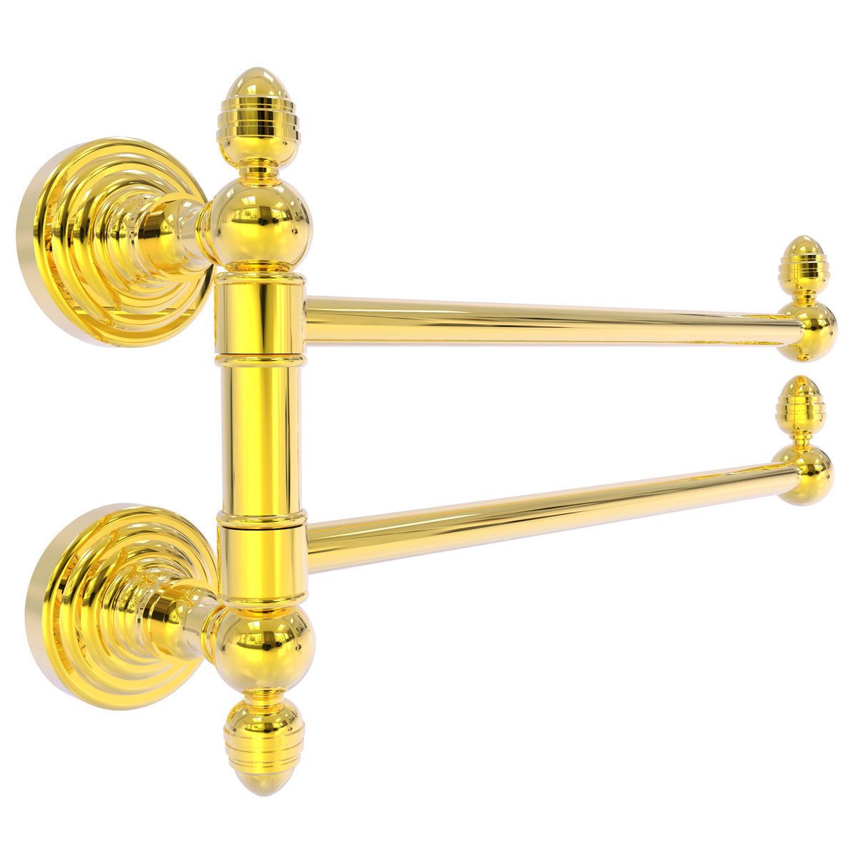 Allied Brass WP-GTB-2-PB Waverly Place 2-Swing Arm Polished Brass Towel Rail
