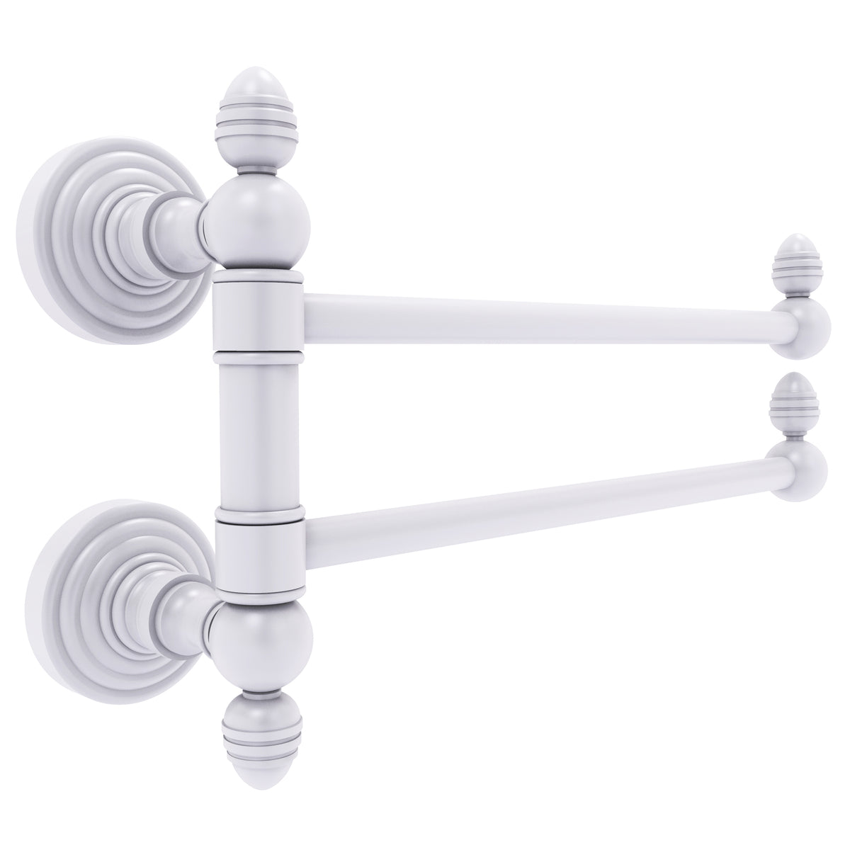 Allied Brass WP-GTB-2-WHM Waverly Place 2-Swing Arm Matte White Towel Rail