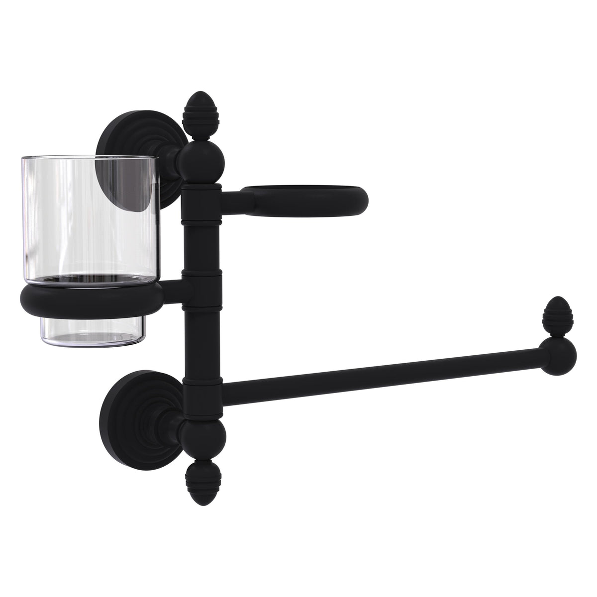 Allied Brass WP-GTBD-1-BKM Waverly Place Matte Black Hair Dryer Holder and Organizer
