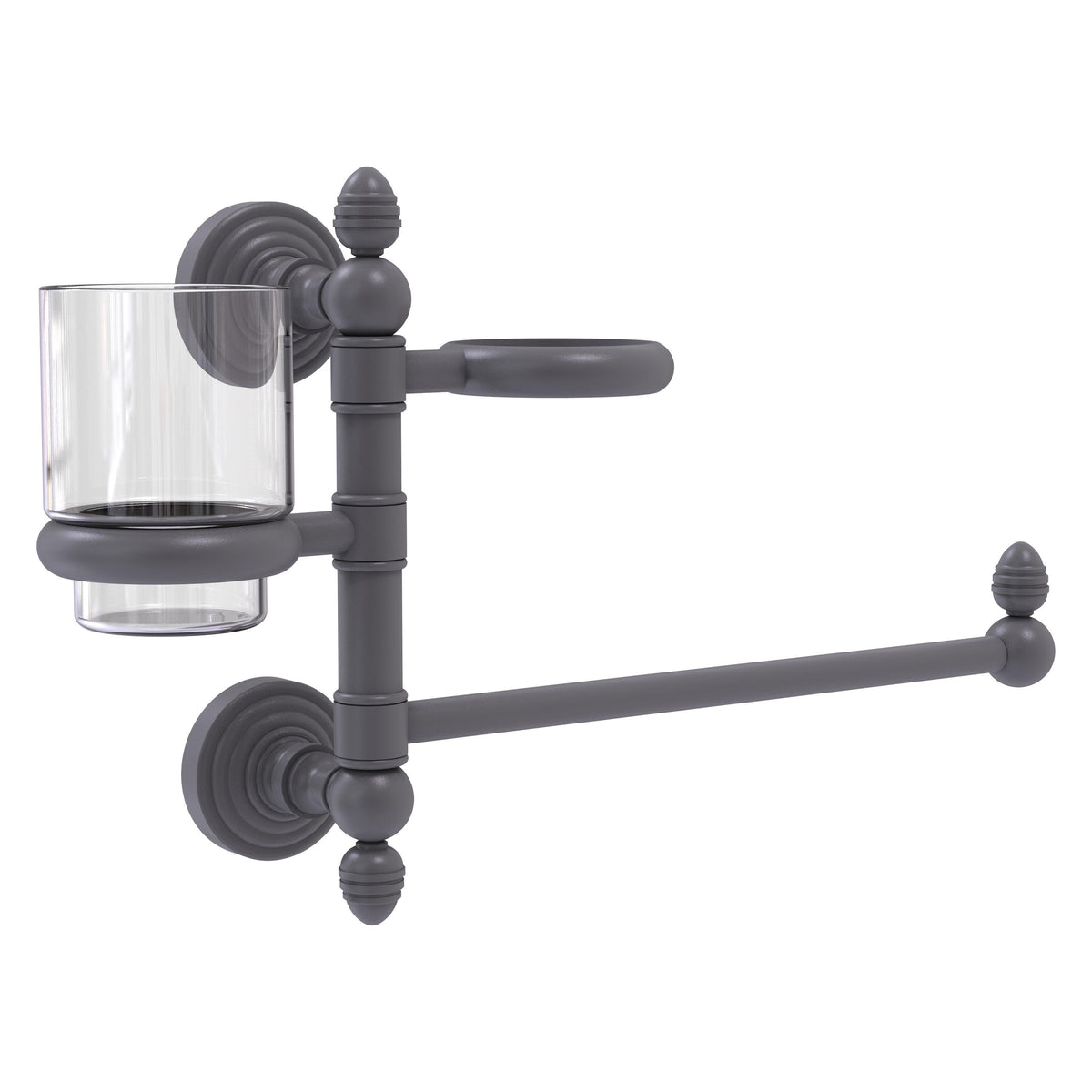Allied Brass WP-GTBD-1-GYM Waverly Place Matte Gray Hair Dryer Holder and Organizer