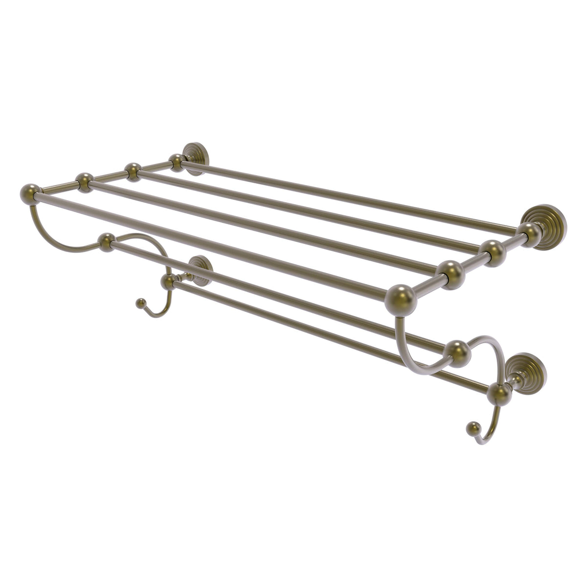 Allied Brass WP-HTL/36-5-ABR Waverly Place 36" Antique Brass Train Rack Towel Shelf