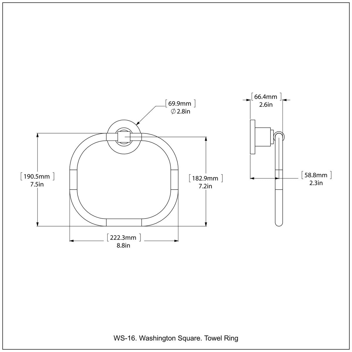 Allied Brass WS-16-UNL Washington Square Unlacquered Brass Towel Ring