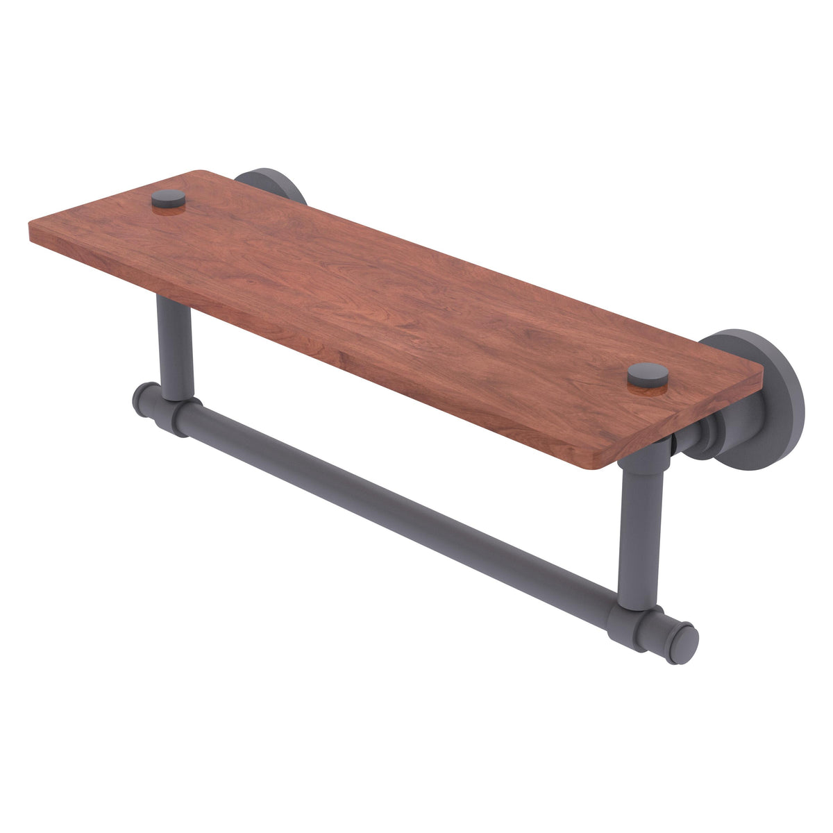 Allied Brass WS-1TB-16-IRW-GYM Washington Square 16" Matte Gray Solid IPE Ironwood Shelf