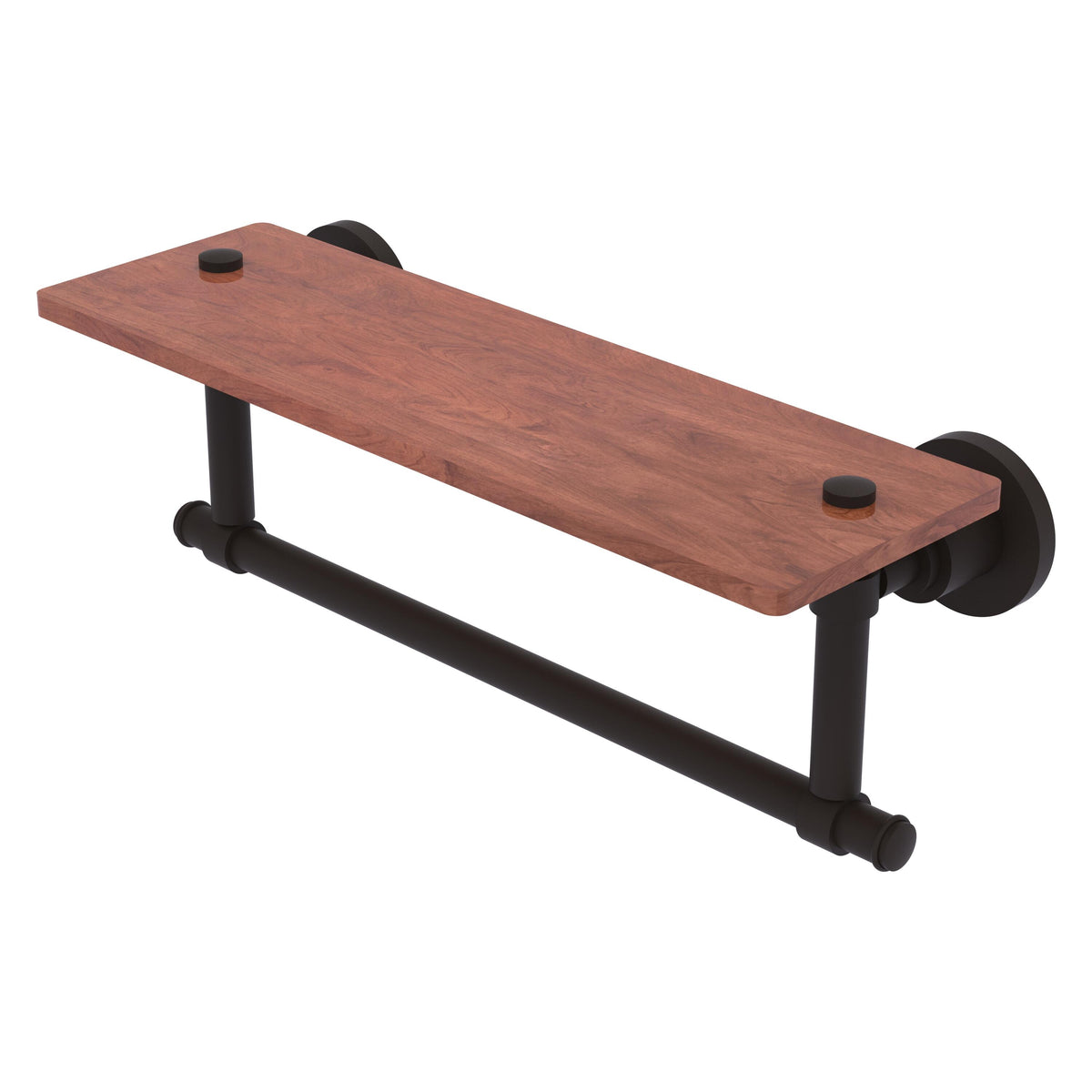Allied Brass WS-1TB-16-IRW-ORB Washington Square 16" Oil Rubbed Bronze Solid IPE Ironwood Shelf