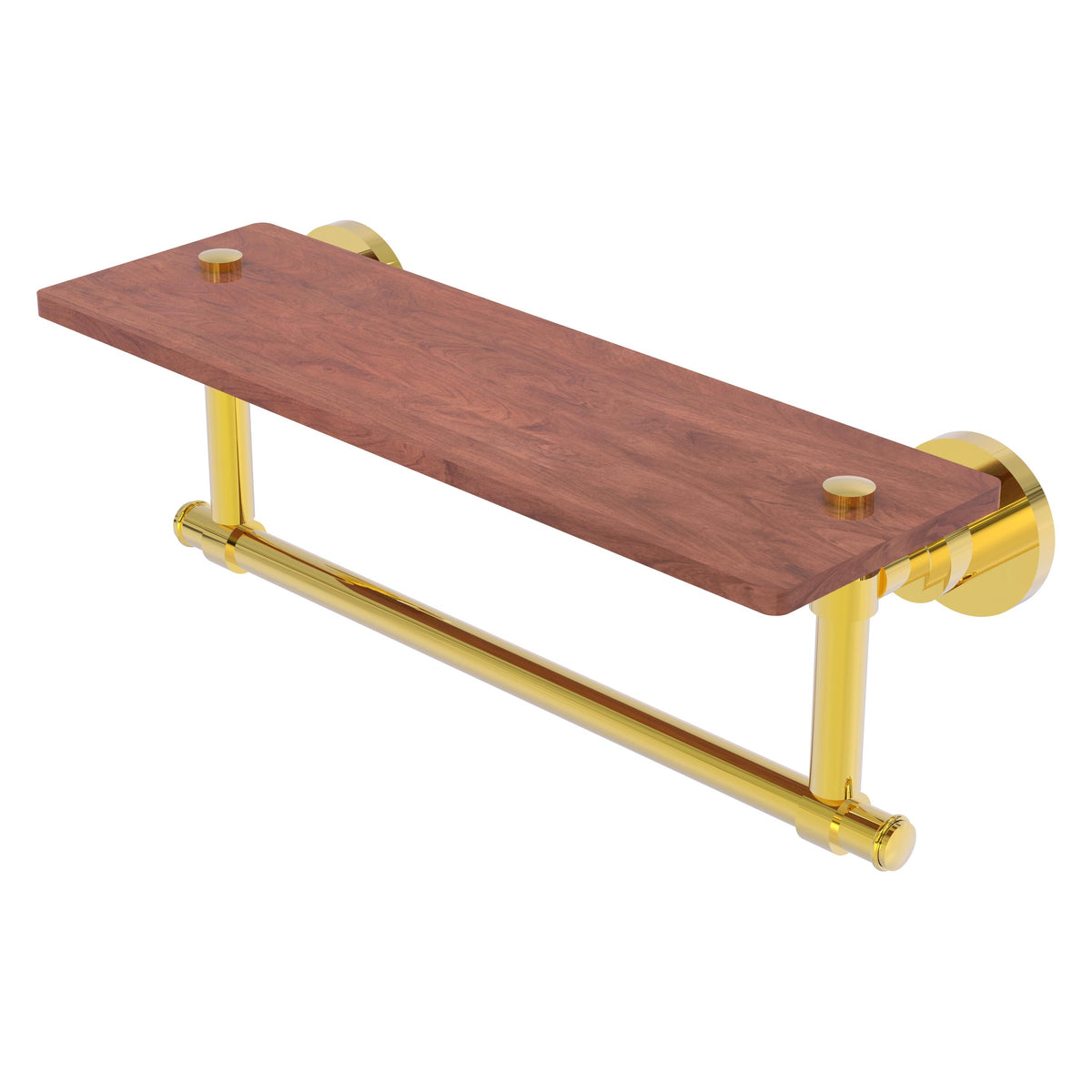 Allied Brass WS-1TB-16-IRW-PB Washington Square 16" Polished Brass Solid IPE Ironwood Shelf