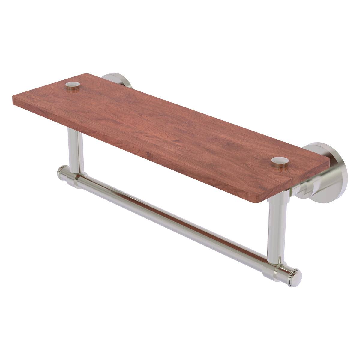 Allied Brass WS-1TB-16-IRW-SN Washington Square 16" Satin Nickel Solid IPE Ironwood Shelf