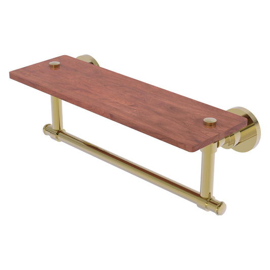 Allied Brass WS-1TB-16-IRW-UNL Washington Square 16" Unlacquered Brass Solid IPE Ironwood Shelf