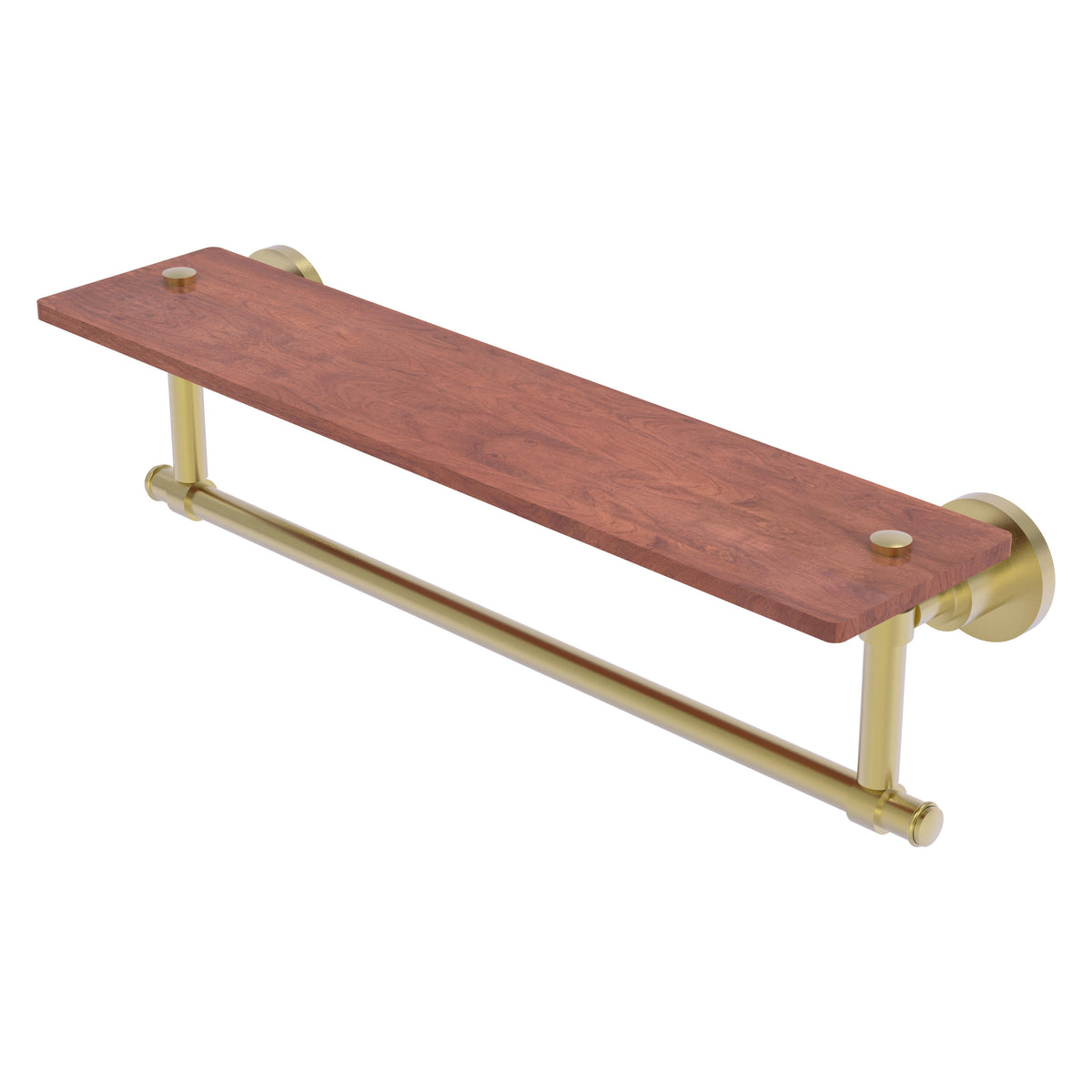 Allied Brass WS-1TB-22-IRW-SBR Washington Square 22" Satin Brass Solid IPE Ironwood Shelf