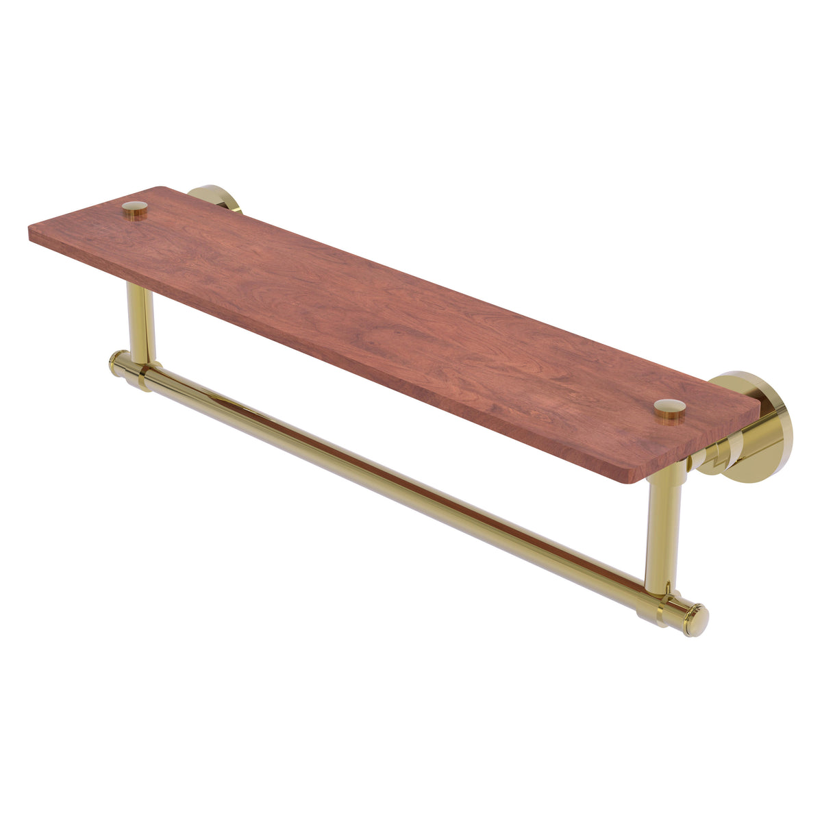 Allied Brass WS-1TB-22-IRW-UNL Washington Square 22" Unlacquered Brass Solid IPE Ironwood Shelf