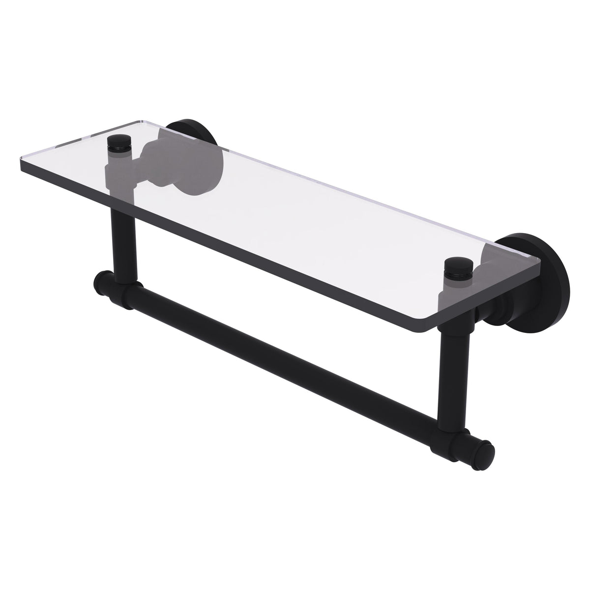 Allied Brass WS-1TB/16-BKM Washington Square 16" Matte Black Glass Vanity Shelf