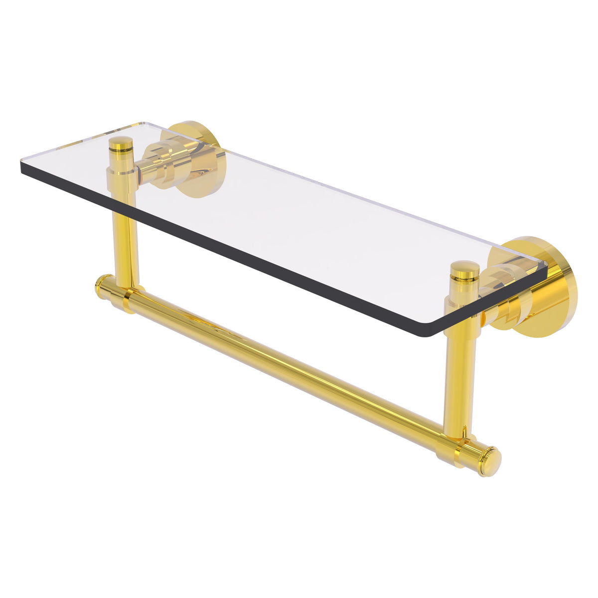 Allied Brass WS-1TB/16-PB Washington Square 16" Polished Brass Glass Vanity Shelf
