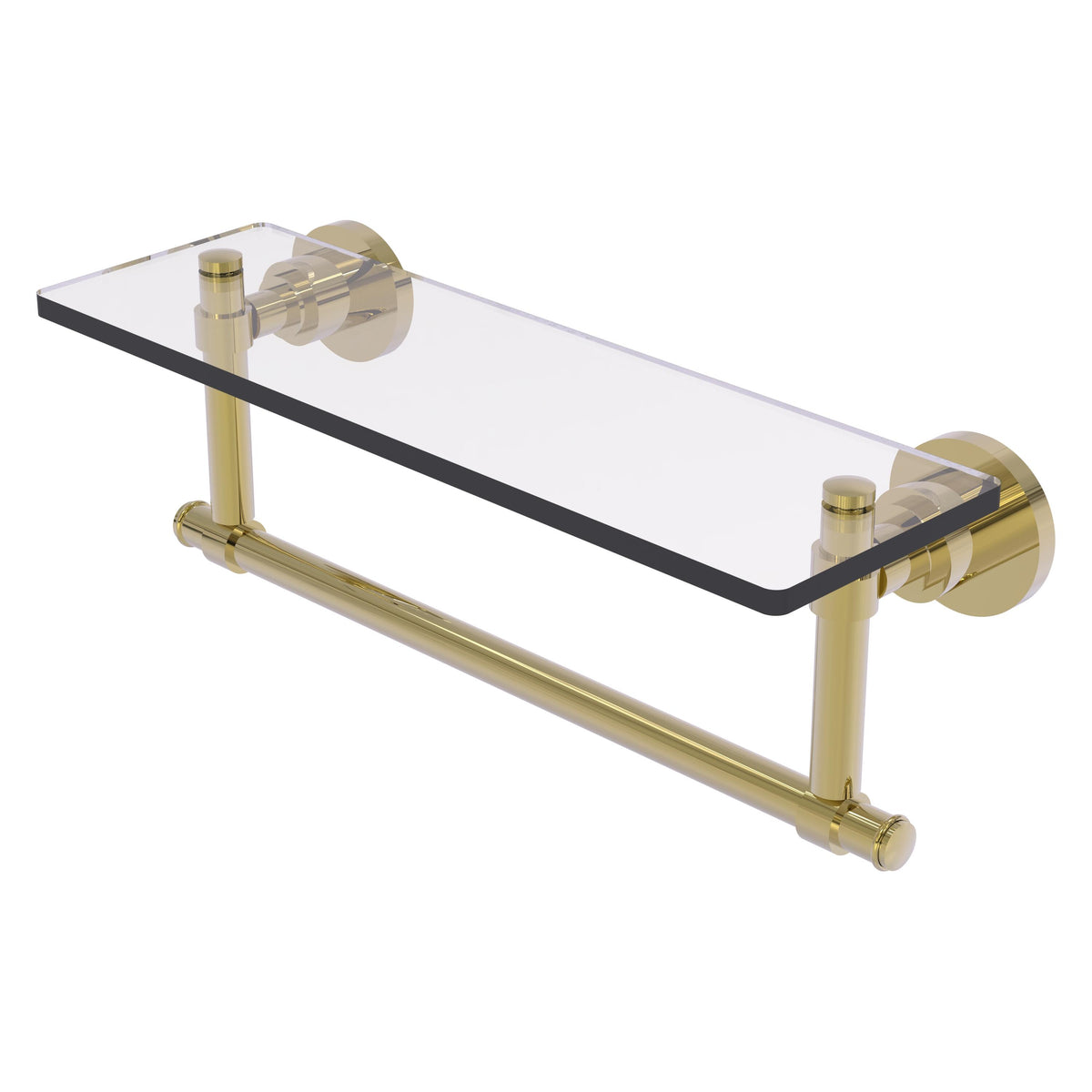 Allied Brass WS-1TB/16-UNL Washington Square 16" Unlacquered Brass Glass Vanity Shelf
