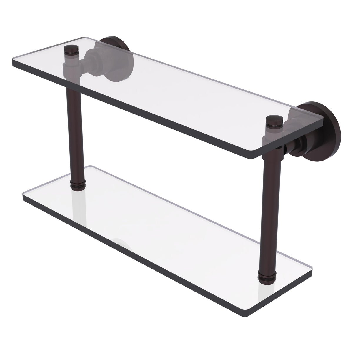 Allied Brass WS-2/16-ABZ Washington Square 16" 2-Tierred Antique Bronze Glass Shelf