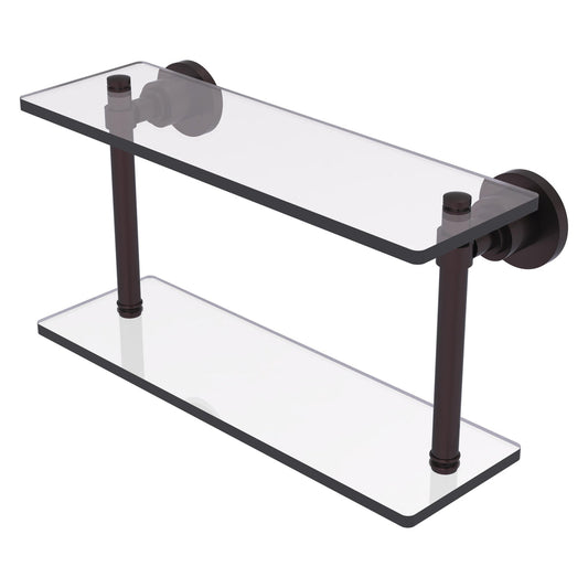 Allied Brass WS-2/16-ABZ Washington Square 16" 2-Tierred Antique Bronze Glass Shelf