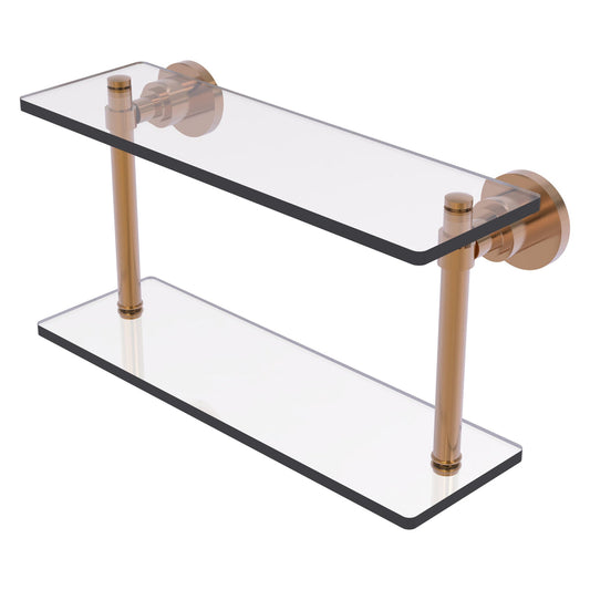 Allied Brass WS-2/16-BBR Washington Square 16" 2-Tierred Brushed Bronze Glass Shelf