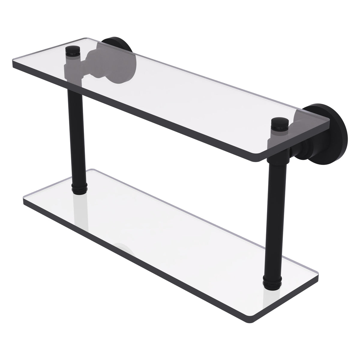Allied Brass WS-2/16-BKM Washington Square 16" 2-Tierred Matte Black Glass Shelf