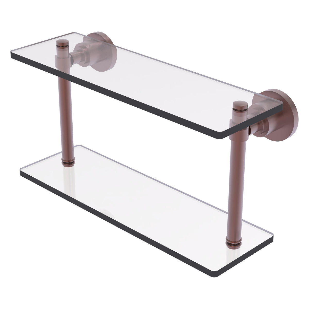 Allied Brass WS-2/16-CA Washington Square 16" 2-Tierred Antique Copper Glass Shelf