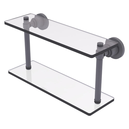 Allied Brass WS-2/16-GYM Washington Square 16" 2-Tierred Matte Gray Glass Shelf