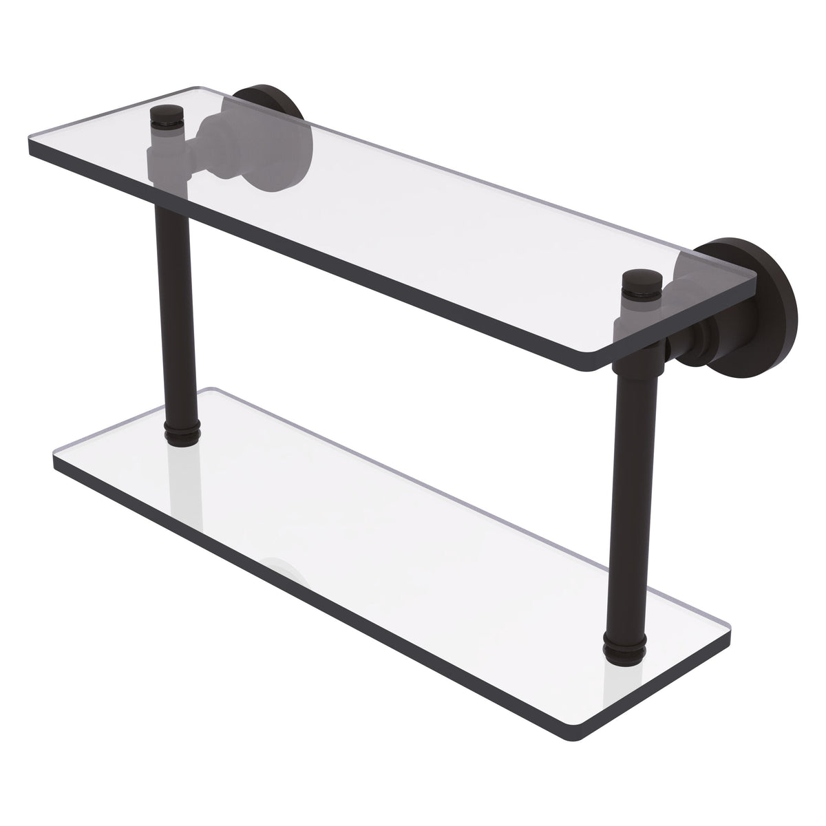 Allied Brass WS-2/16-ORB Washington Square 16" 2-Tierred Oil Rubbed Bronze Glass Shelf