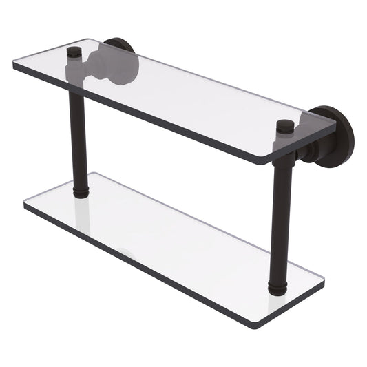 Allied Brass WS-2/16-ORB Washington Square 16" 2-Tierred Oil Rubbed Bronze Glass Shelf