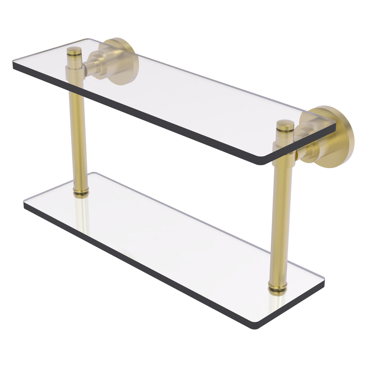 Allied Brass WS-2/16-SBR Washington Square 16" 2-Tierred Satin Brass Glass Shelf