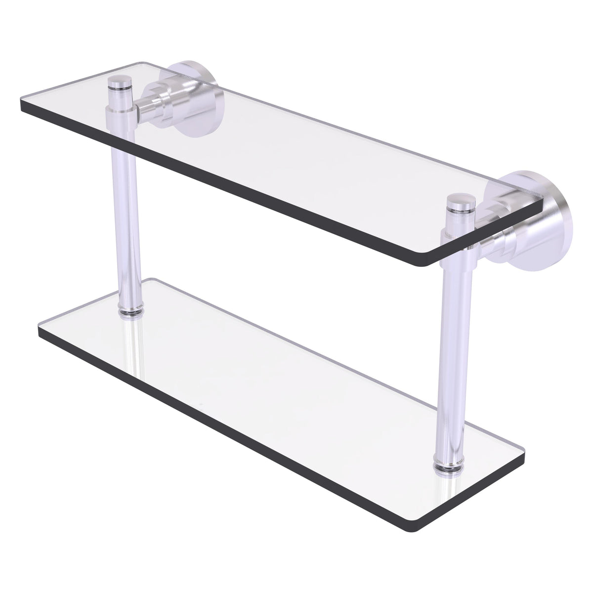 Allied Brass WS-2/16-SCH Washington Square 16" 2-Tierred Satin Chrome Glass Shelf