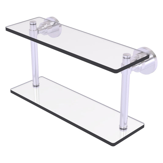 Allied Brass WS-2/16-SCH Washington Square 16" 2-Tierred Satin Chrome Glass Shelf