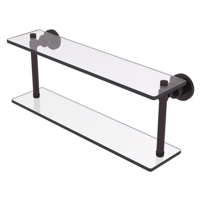 Allied Brass WS-2/22-ABZ Washington Square 22" 2-Tierred Antique Bronze Glass Shelf
