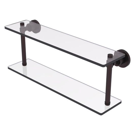 Allied Brass WS-2/22-ABZ Washington Square 22" 2-Tierred Antique Bronze Glass Shelf