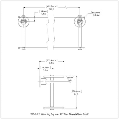 Allied Brass WS-2/22-BBR Washington Square 22" 2-Tierred Brushed Bronze Glass Shelf