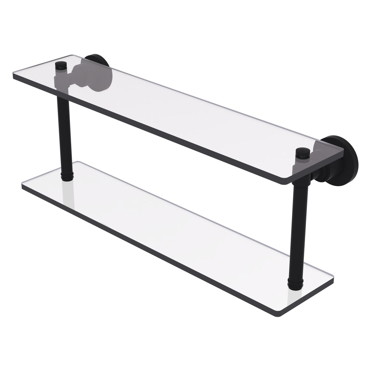 Allied Brass WS-2/22-BKM Washington Square 22" 2-Tierred Matte Black Glass Shelf
