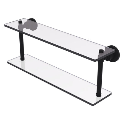 Allied Brass WS-2/22-BKM Washington Square 22" 2-Tierred Matte Black Glass Shelf