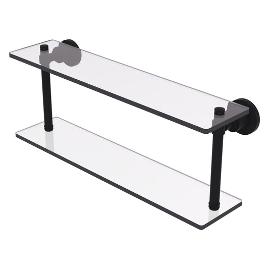 Allied Brass WS-2/22-BKM Washington Square 22" 2-Tierred Matte Black Glass Shelf