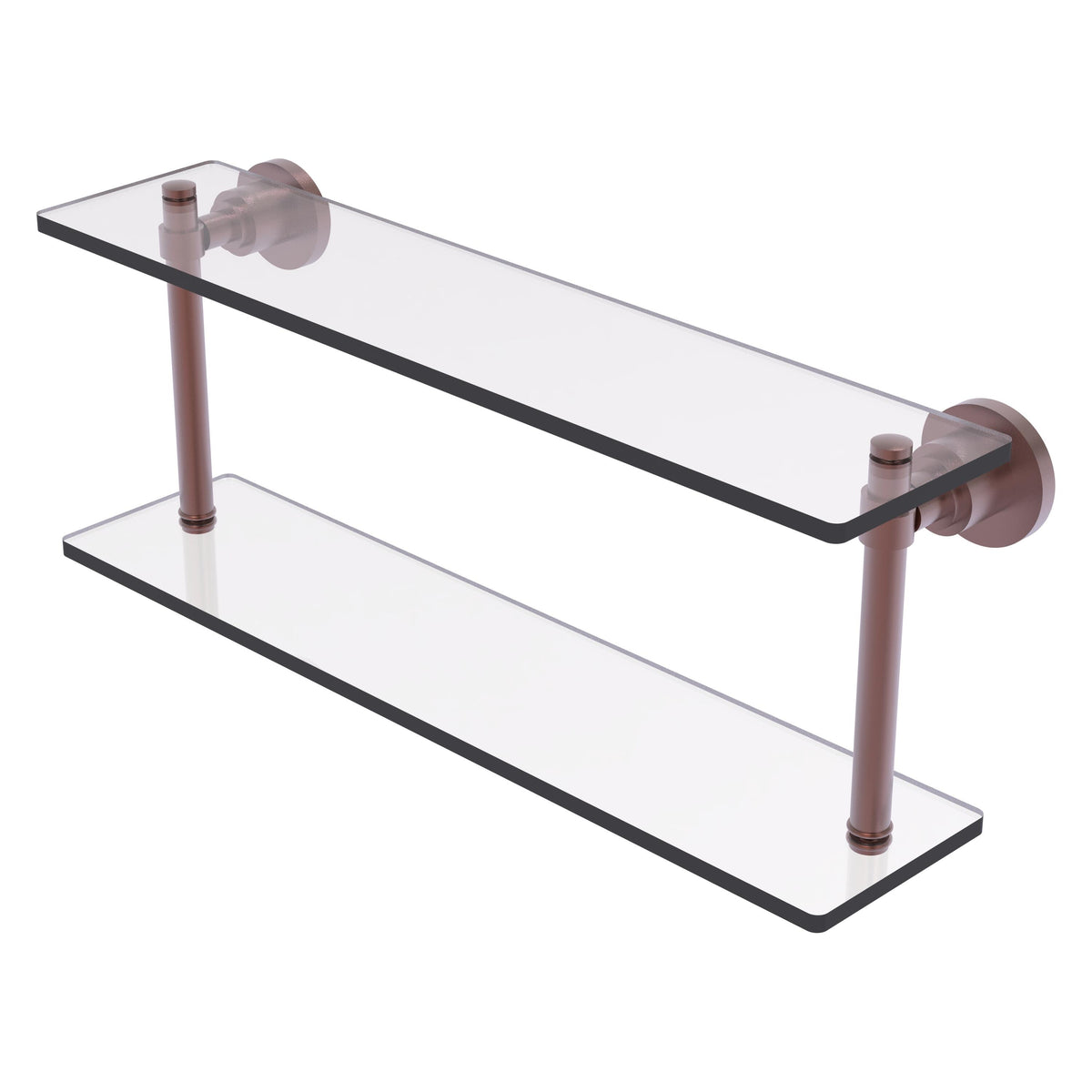 Allied Brass WS-2/22-CA Washington Square 22" 2-Tierred Antique Copper Glass Shelf