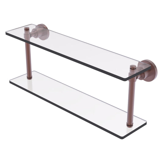 Allied Brass WS-2/22-CA Washington Square 22" 2-Tierred Antique Copper Glass Shelf