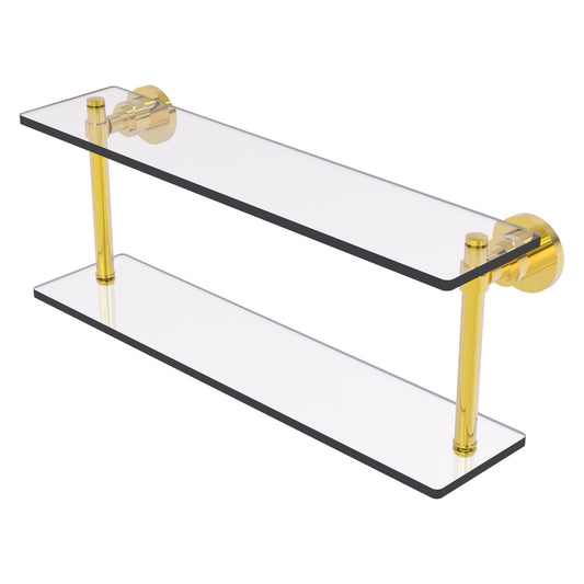 Allied Brass WS-2/22-PB Washington Square 22" 2-Tierred Polished Brass Glass Shelf