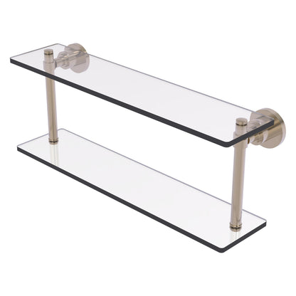 Allied Brass WS-2/22-PEW Washington Square 22" 2-Tierred Antique Pewter Glass Shelf