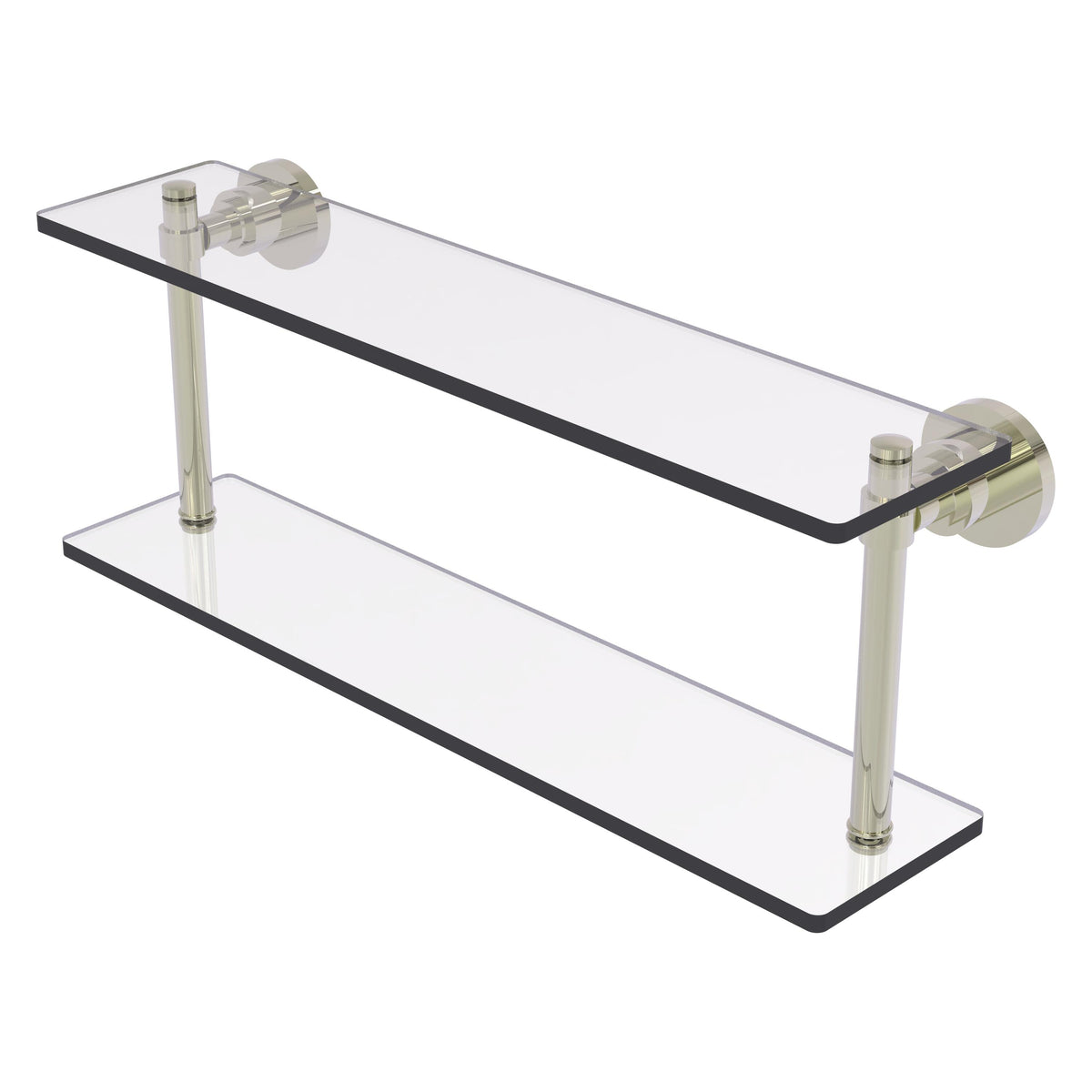 Allied Brass WS-2/22-PNI Washington Square 22" 2-Tierred Polished Nickel Glass Shelf