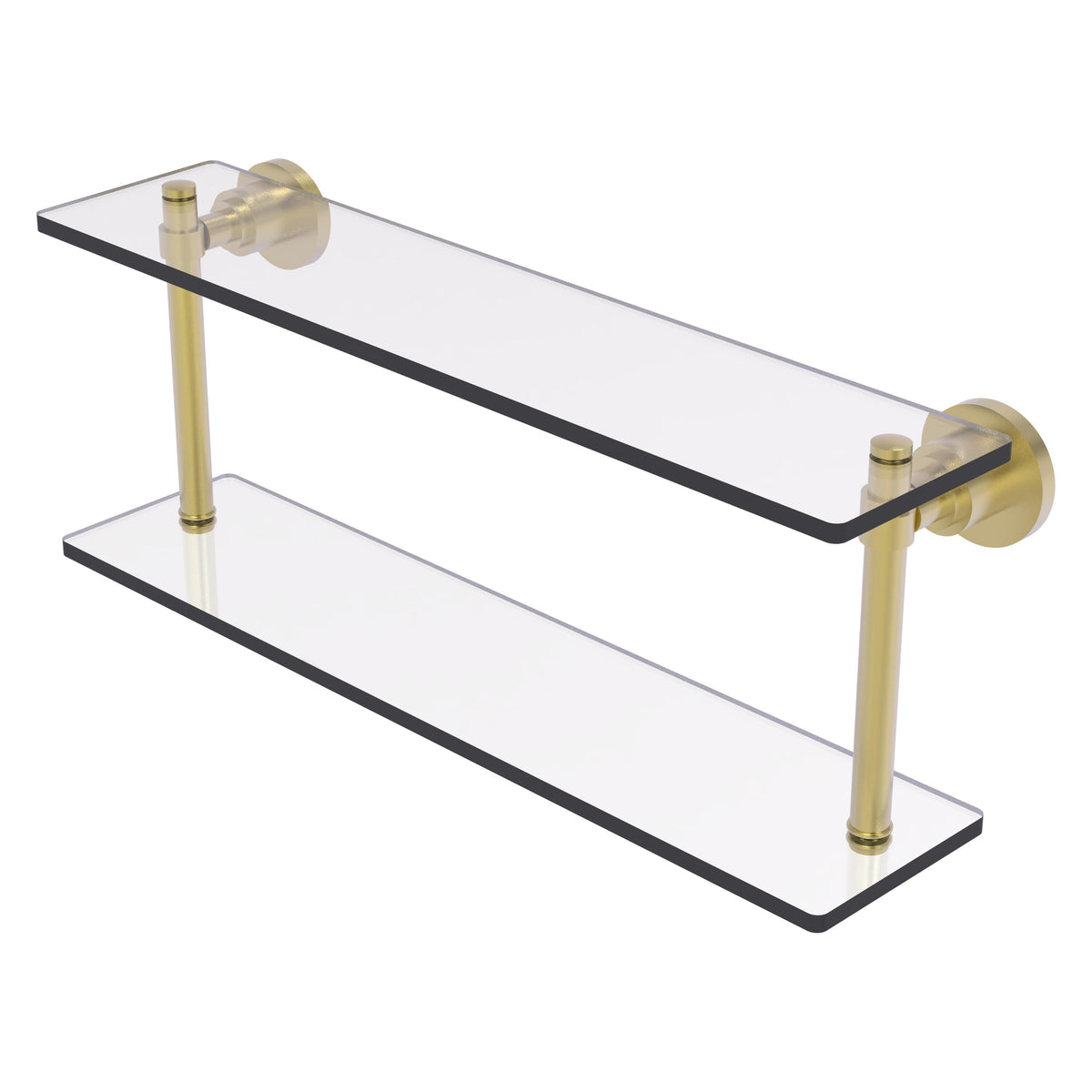 Allied Brass WS-2/22-SBR Washington Square 22" 2-Tierred Satin Brass Glass Shelf