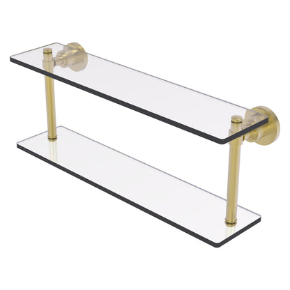 Allied Brass WS-2/22-SBR Washington Square 22" 2-Tierred Satin Brass Glass Shelf