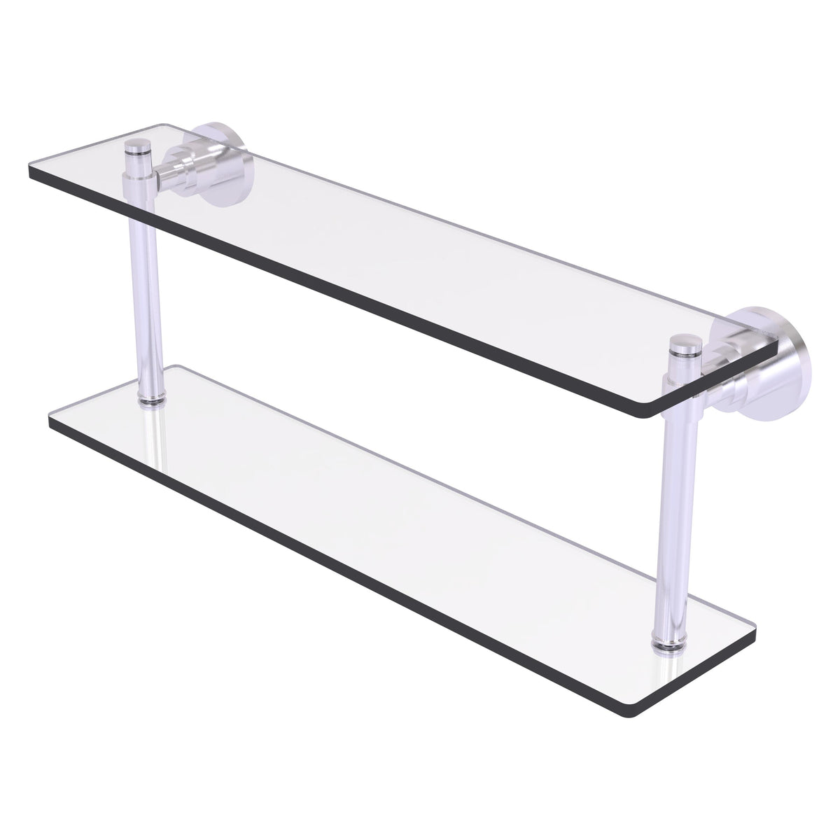 Allied Brass WS-2/22-SCH Washington Square 22" 2-Tierred Satin Chrome Glass Shelf