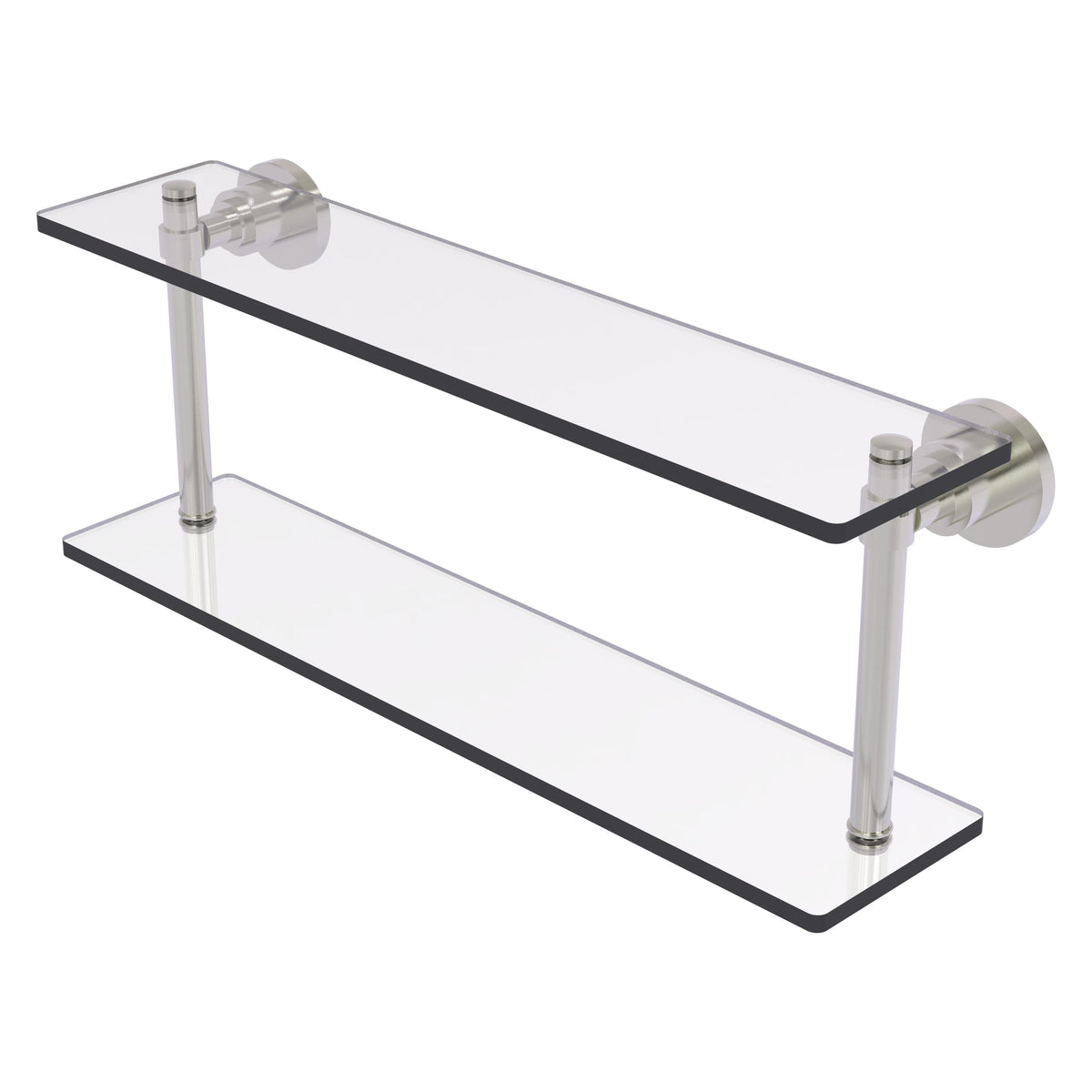 Allied Brass WS-2/22-SN Washington Square 22" 2-Tierred Satin Nickel Glass Shelf