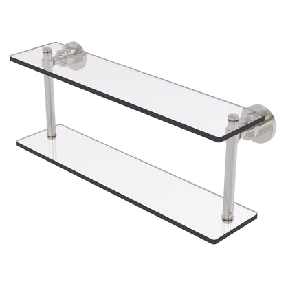Allied Brass WS-2/22-SN Washington Square 22" 2-Tierred Satin Nickel Glass Shelf