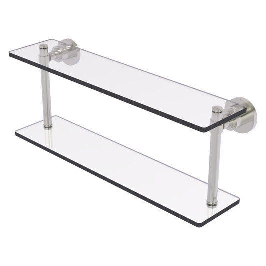 Allied Brass WS-2/22-SN Washington Square 22" 2-Tierred Satin Nickel Glass Shelf