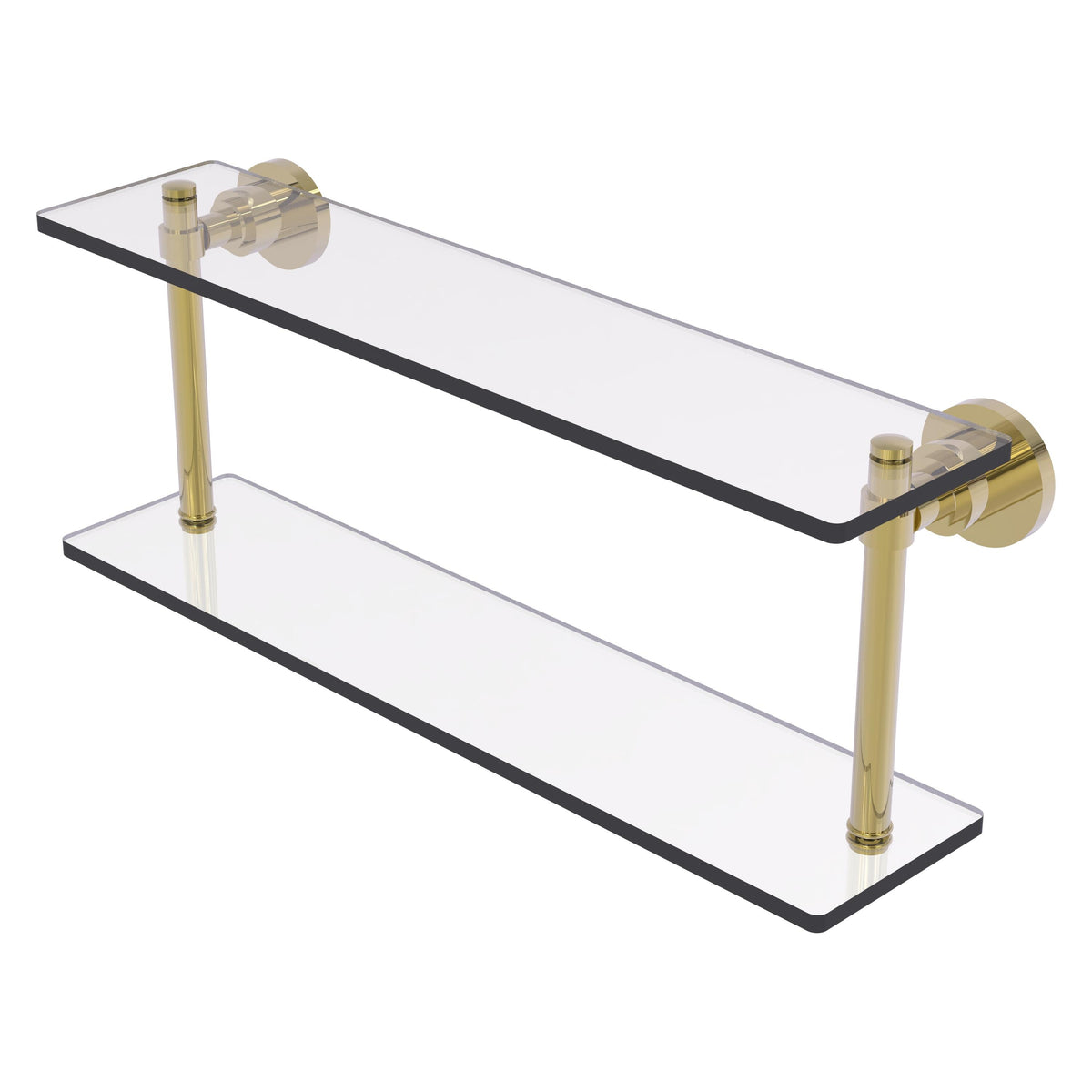 Allied Brass WS-2/22-UNL Washington Square 22" 2-Tierred Unlacquered Brass Glass Shelf