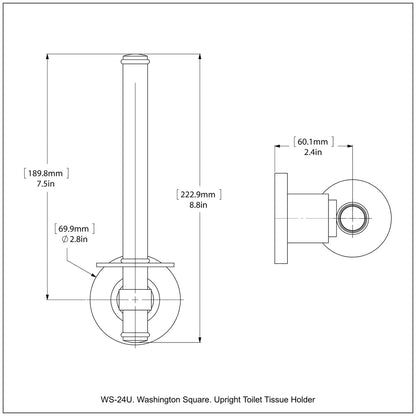 Allied Brass WS-24U-PC Washington Square Polished Chrome Upright Toilet Tissue Holder