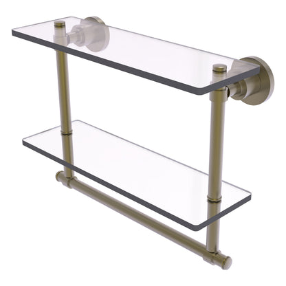 Allied Brass WS-2TB/16-ABR Washington Square 16" 2-Tierred Antique Brass Glass Shelf