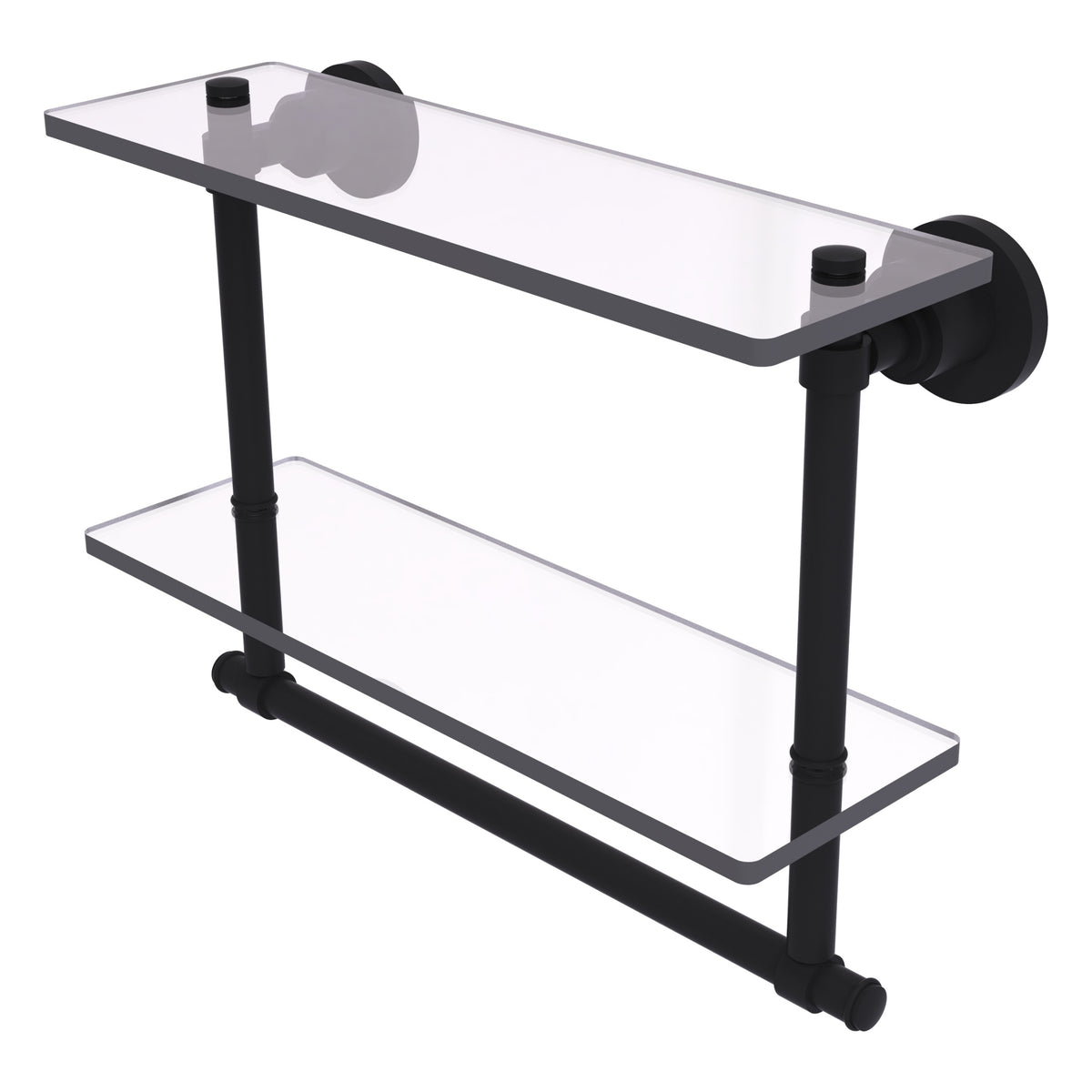 Allied Brass WS-2TB/16-BKM Washington Square 16" 2-Tierred Matte Black Glass Shelf